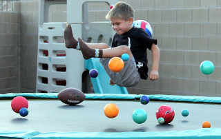 play balls on trampline